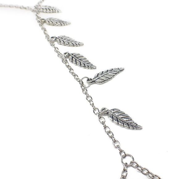 Silver Leaf Boho Barefoot Sandal Anklet - Picture 4 of 8